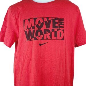 The Nike Tee Men's Red Black Move The World Athletic Cut Short Sleeve T-Shirt M